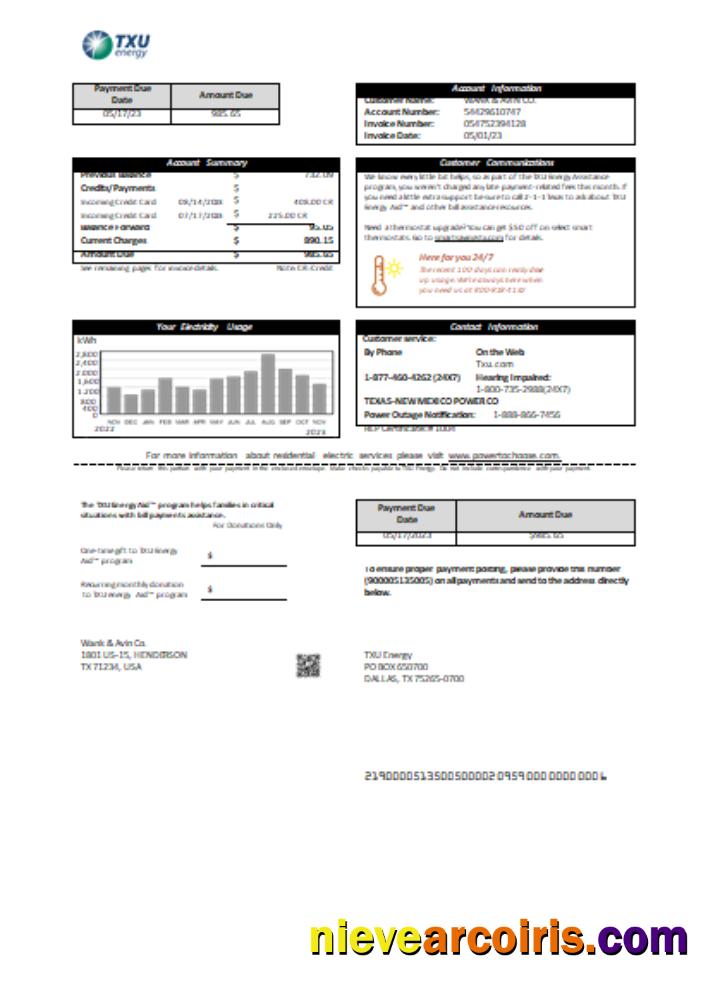 Texas TXU Energy utility business bill
